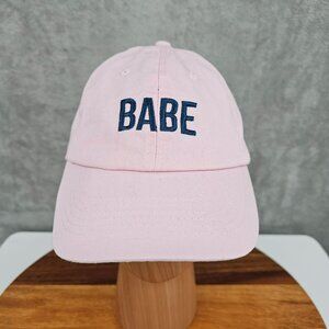 Swish Embroidered BABE Baseball Hat Cap Pale Pink Navy Blue Adjustable Sorority